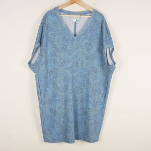 Anthropologie Saturday Sunday Zelda Blue Print Tunic Dress Womens Sz 1X